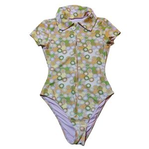 Show Me Your MuMu Gold and White Swimsuit One Piece Size XS